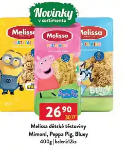 Qanto Melissa dětské těstoviny Mimoni, Peppa Pig, Bluey nabídka