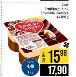Jip Zott Srdíčko pudink čokoláda+vanilka 4x125 g nabídka