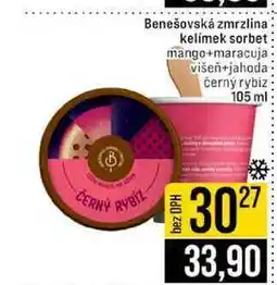 Jip Benešovská zmrzlina kelimek sorbet mango+maracuja višeň+jahoda černý rybiz 105 ml nabídka