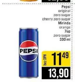 Jip Pepsi original zero sugar cherry zero sugar Mirinda orange 7up zero sugar nabídka