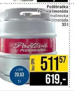 Jip Poděbradka Poctivá limonáda malinovka citronáda nabídka