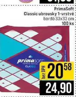 Jip PrimaSoft Classic ubrousky 1-vrstvé bordo 33x33 cm 100 ks nabídka