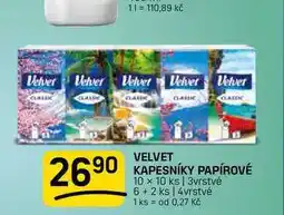 Flop VELVET KAPESNÍKY PAPÍROVÉ 10 x 10 ks 3vrstvé 6+2 ks nabídka