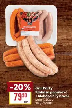 Billa Grill Party Klobása papriková + Klobása bílý bavor nabídka