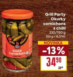 Billa Grill Party Okurky Cornichons s chilli nabídka
