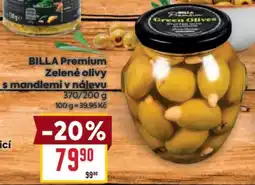 Billa BILLA Premium Zelené olivy s mandlemi v nálevu nabídka