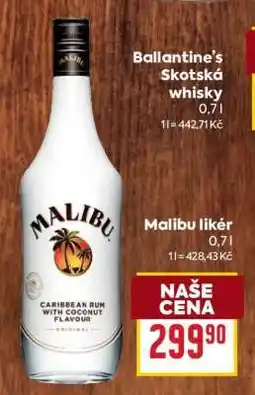 Billa Malibu likér nabídka