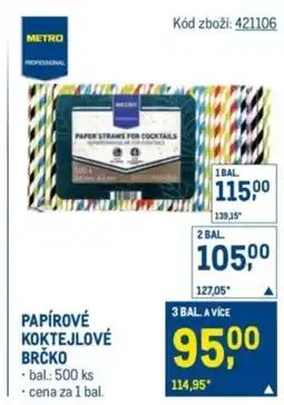 Makro Papírové koktejlové brčko nabídka