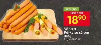 Hruška Váhala Párky se sýrem nabídka