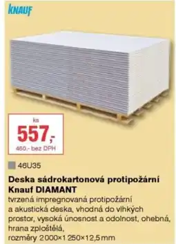 DEK Deska sádrokartonová protipožární Knauf DIAMANT nabídka