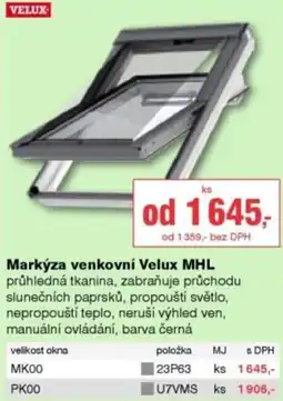 DEK Markýza venkovní Velux MHL nabídka