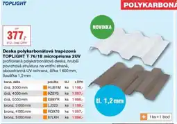 DEK Deska polykarbonátová trapézová TOPLIGHT T 76/18 microprisma 2UV nabídka