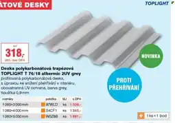 DEK Deska polykarbonátová trapézová TOPLIGHT T 76/18 athermic 2UV grey nabídka