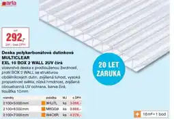 DEK Deska polykarbonátová dutinková MULTICLEAR EXL 10 BOX 2 WALL 2UV čirá nabídka