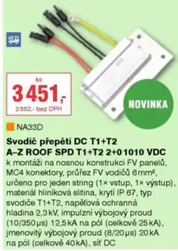 DEK Svodič přepětí DC T1+T2 A-Z ROOF SPD T1+T2 2+0 1010 VDC nabídka