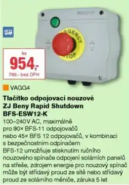 DEK Tlačítko odpojovací nouzové ZJ Beny Rapid Shutdown BFS-ESW12-K nabídka