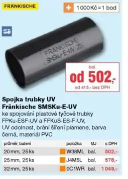 DEK Spojka trubky UV Fränkische SMSKU-E-UV nabídka