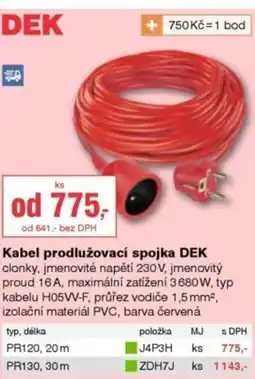 DEK Kabel prodlužovací spojka DEK nabídka
