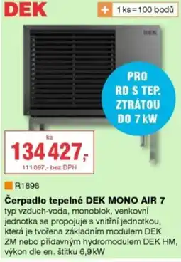 DEK Čerpadlo tepelné DEK MONO AIR 7 nabídka