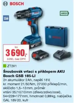 DEK Šroubovák vrtací s příklepem AKU Bosch GSB 185-LI nabídka