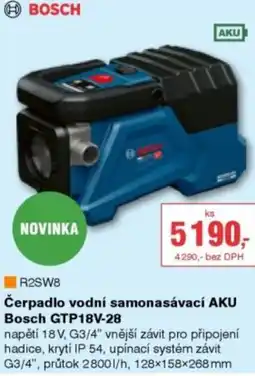 DEK Čerpadlo vodní samonasávací AKU Bosch GTP18V-28 nabídka
