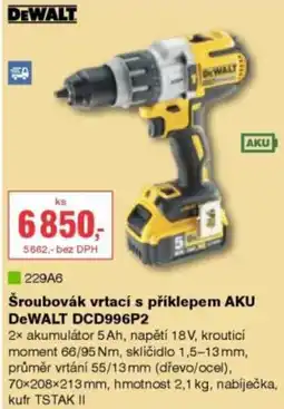 DEK Šroubovák vrtací s příklepem AKU DeWALT DCD996P2 nabídka