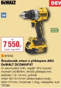 DEK Šroubovák vrtací s příklepem AKU DeWALT DCD805P2T nabídka
