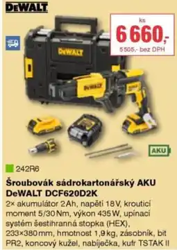DEK Šroubovák sádrokartonářský AKU DeWALT DCF620D2K nabídka