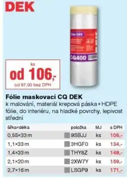 DEK Fólie maskovací CQ DEK nabídka