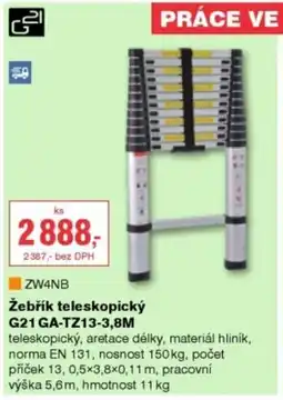 DEK Žebřík teleskopický G21 GA-TZ13-3,8M nabídka