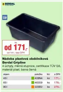 DEK Nádoba plastová obdélníková Berdal Gripline nabídka