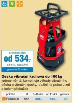DEK Deska vibrační kruhová do 100 kg nabídka
