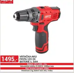 Baumax Vrtačka aku festa 12v 2x baterie 1. 5ah nabídka