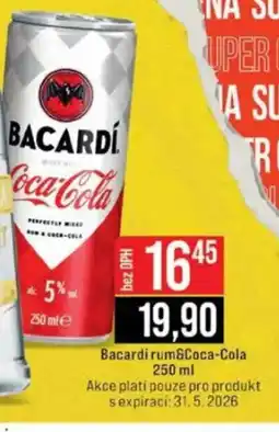 Jip Bacardi rum&Coca-Cola nabídka