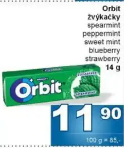Jip Orbit žvýkačky spearmint peppermint sweet mint blueberry strawberry nabídka