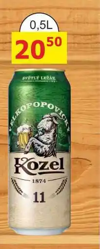 BENE Nápoje Velkopopovický Kozel 11°, světlé pivo (plechovka) nabídka