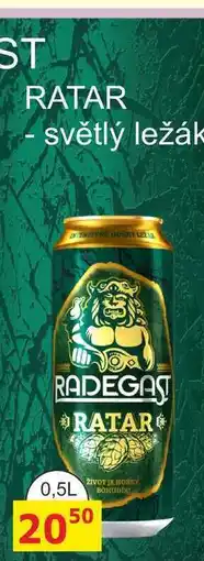 BENE Nápoje RADEGAST RATAR - světlý ležák 0,5L plechovka nabídka