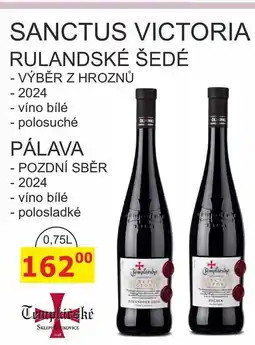BENE Nápoje TEMPLÁŘSKÉ SKLEPY ČEJKOVICE 0,75L - SANCTUS VICTORIA RULANDSKÉ ŠEDÉ nabídka