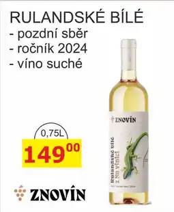 BENE Nápoje ZNOVÍN ZNOJMO RULANDSKÉ BÍLÉ ročník 2024 - víno suché nabídka