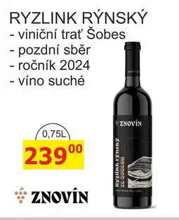 BENE Nápoje ZNOVÍN ZNOJMO RYZLINK RÝNSKÝ - víno suché nabídka