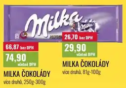 Ratio Milka čokolády nabídka