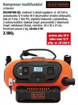 Bauhaus BLACK+ DECKER Kompresor multifunkční nabídka