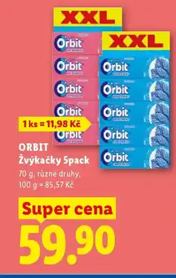 Lidl ORBIT Žvýkačky 5pack nabídka