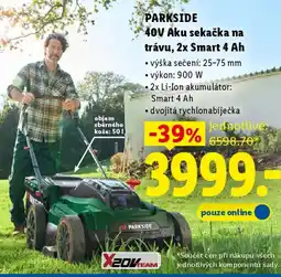Lidl PARKSIDE 40V Aku sekačka na trávu, 2x Smart 4 Ah nabídka