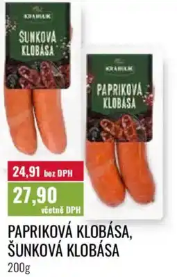 Ratio Papriková klobása, šunková klobása nabídka