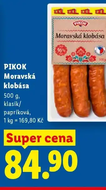 Lidl PIKOK Moravská klobása nabídka