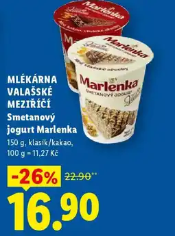Lidl MLÉKÁRNA VALAŠSKÉ MEZIŘÍČÍ Smetanový jogurt Marlenka nabídka