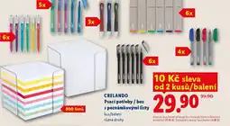 Lidl CRELANDO Psací potřeby/box s poznámkovými listy nabídka