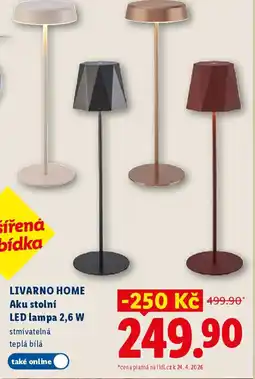 Lidl LIVARNO HOME Aku stolní LED lampa 2,6 W nabídka