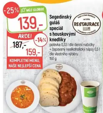 Globus Segedínský guláš speciál s houskovými knedlíky nabídka